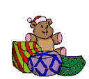 Bear and gifts - Click image to download.